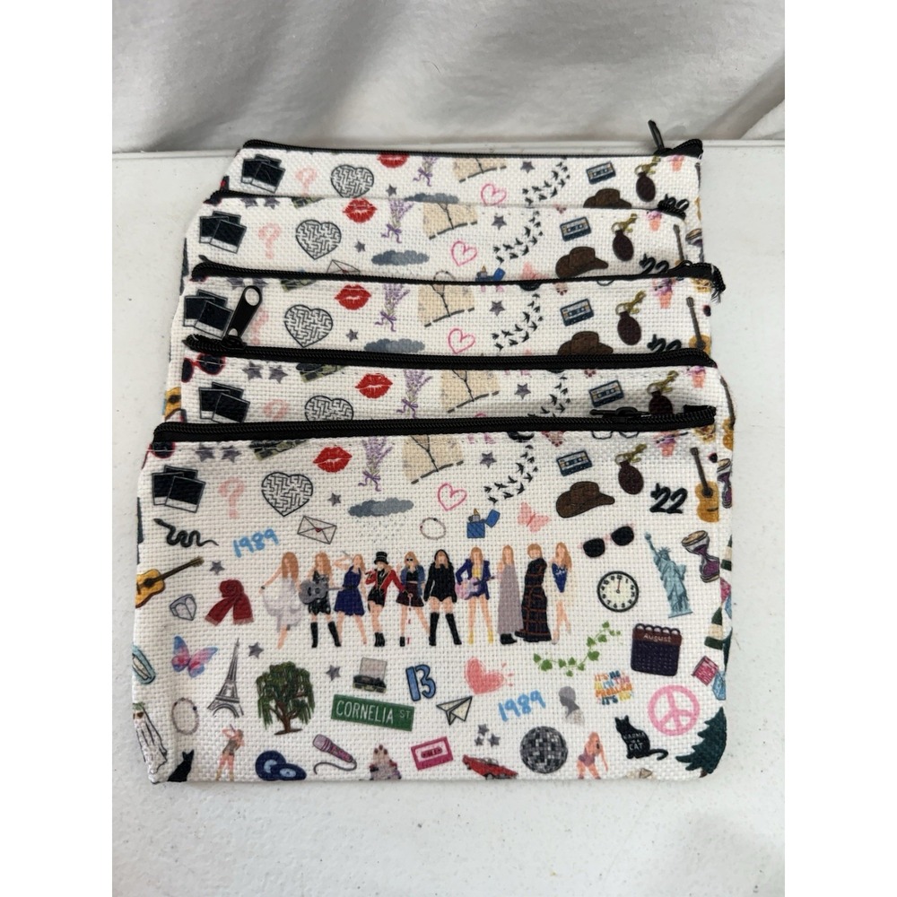 Lot Of 5 Taylor Swift  Inspired Eras Makeup Bracelet  Pouch Bag 7"X4.5"